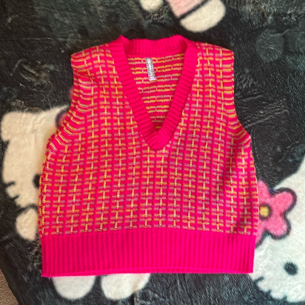 Neon pink and yellow sweater vest!